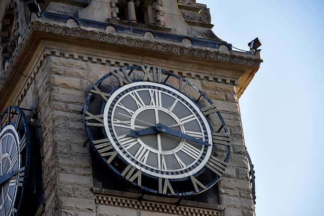 A clock tower in Bowling Green, KY.